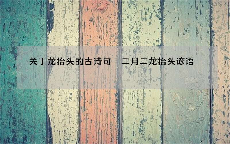 关于龙抬头的古诗句 二月二龙抬头谚语